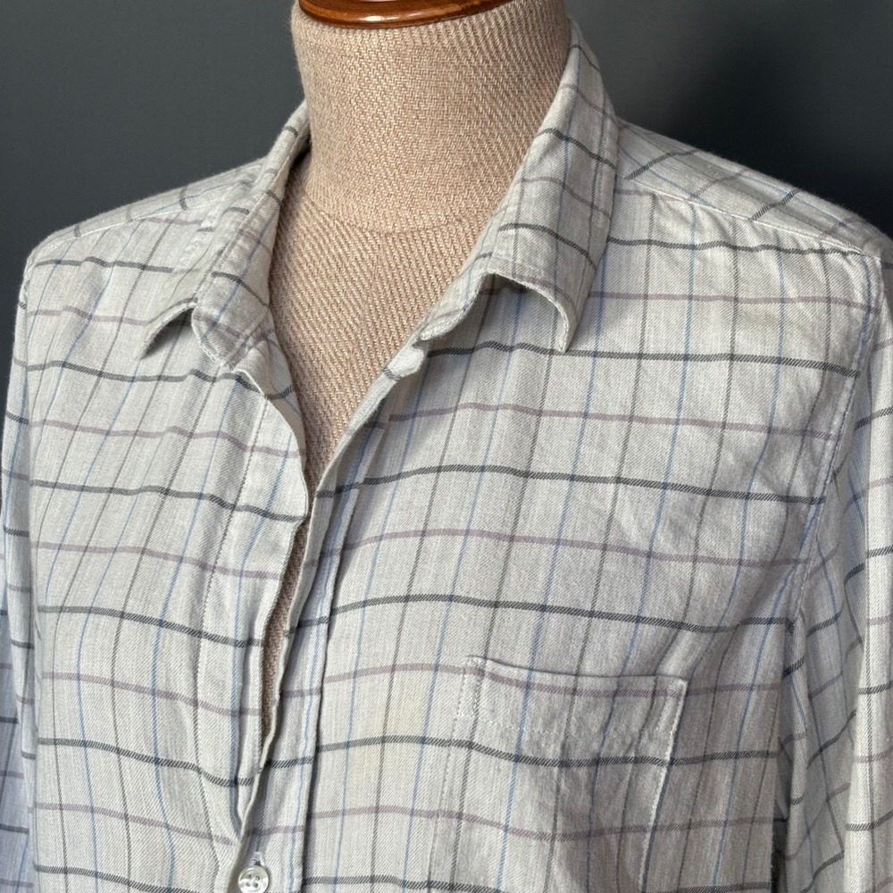 Frank &‎ Eileen Plaid Shirt | Size M | Grey Blue Purple Woven Italy